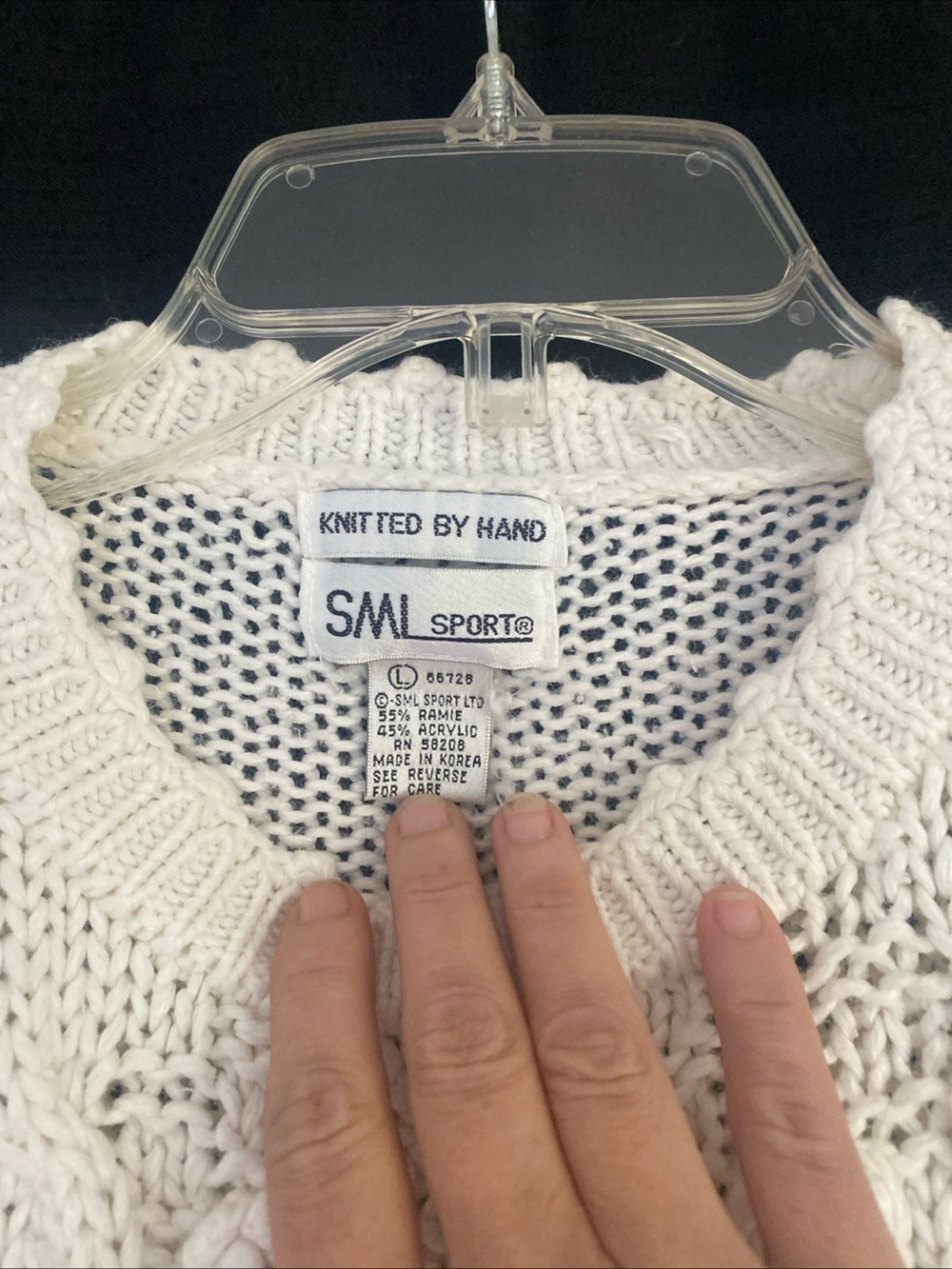 Vintage 80’s SML Sport Ivory Cable Bobble Crewneck Sweater - Picture 3 of 5